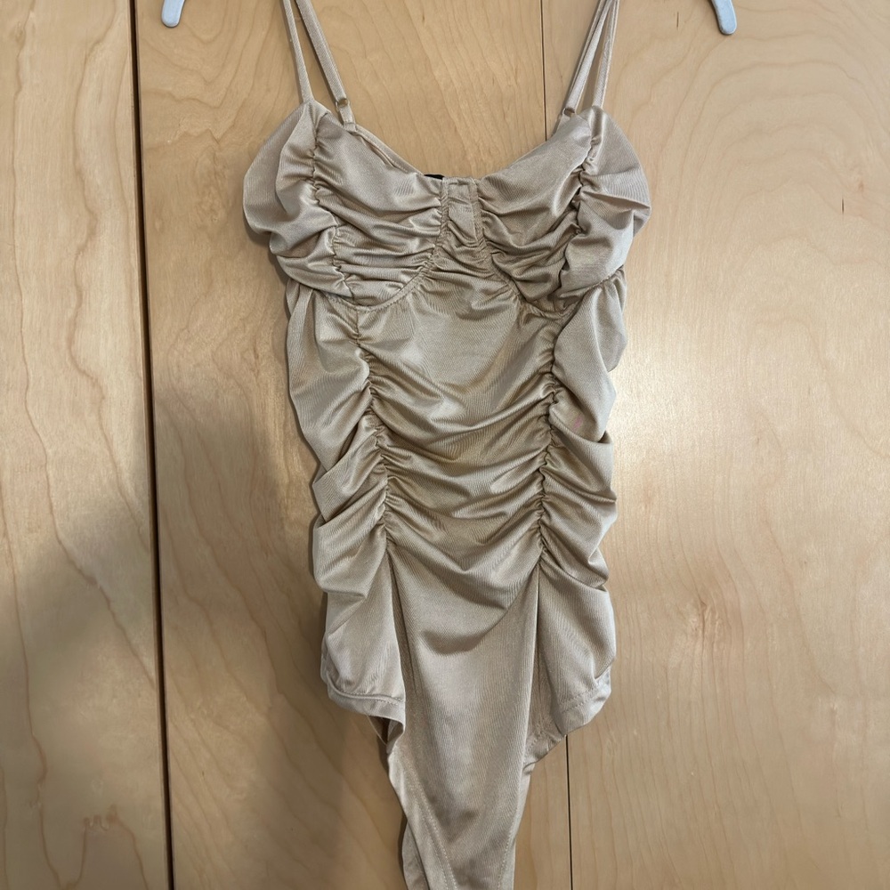 Ruched Tan Bodysuit